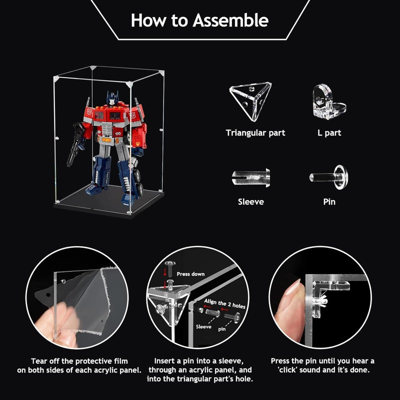 dofopo Clear Acrylic Display Case, Self-Assemble Showcase for Collectibles, Action Figures, Dolls- Alternative Glass Box for Commemorative Gifts（10*6*6inch,26*16*16cm） - Image 5